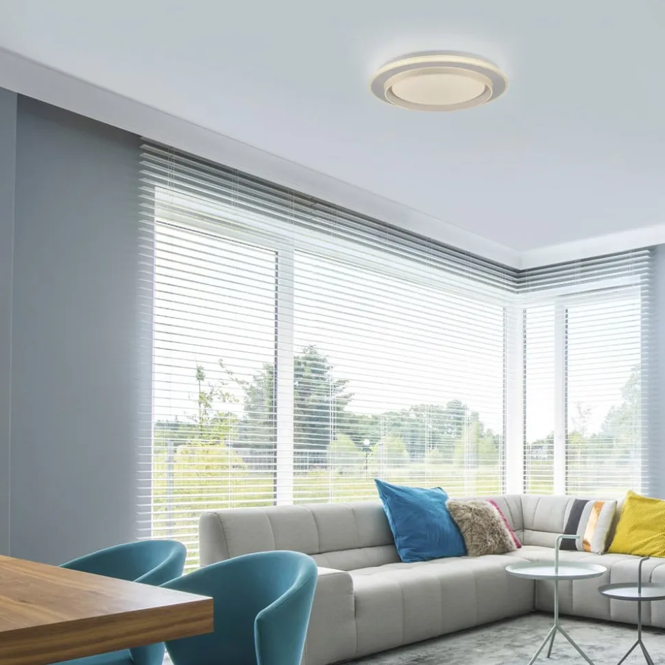 JUST LIGHT. LED-loftslampe Lago Ø 40 cm hvid fjernbetjening