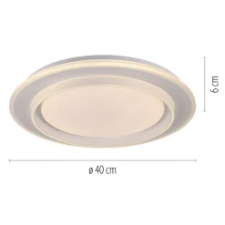 JUST LIGHT. LED-loftslampe Lago Ø 40 cm hvid fjernbetjening