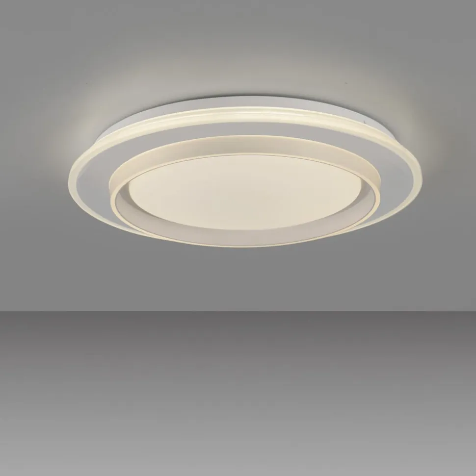 JUST LIGHT. LED-loftslampe Lago Ø 40 cm hvid fjernbetjening