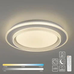 JUST LIGHT. LED-loftslampe Lago Ø 40 cm hvid fjernbetjening