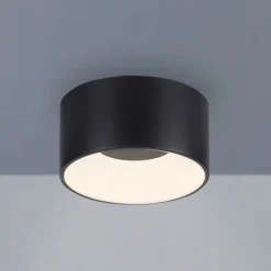 JUST LIGHT. LED-loftslampe Tanika sort, Ø16 cm, dæmpbar