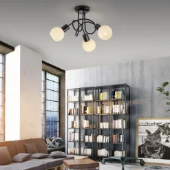 JUST LIGHT. Loki loftlampe, 3 lyskilder, rund, sort, jern