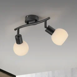 JUST LIGHT. Loki loftlampe, 2 lyskilder, sort, jern, glas