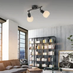 JUST LIGHT. Loki loftlampe, 2 lyskilder, sort, jern, glas