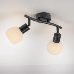 JUST LIGHT. Loki loftlampe, 2 lyskilder, sort, jern, glas