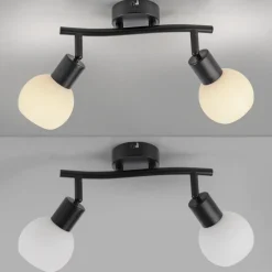 JUST LIGHT. Loki loftlampe, 2 lyskilder, sort, jern, glas