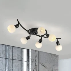 JUST LIGHT. Loki loftlampe, 6 lyskilder, sort, jern, glas