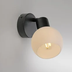 JUST LIGHT. Loki væglampe, sort, jern, glas