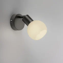 JUST LIGHT. Loki væglampe, sort, jern, glas