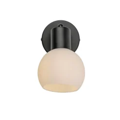 JUST LIGHT. Loki væglampe, sort, jern, glas