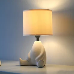 JUST LIGHT. Ted bordlampe, keramik, siddende, sandbeige
