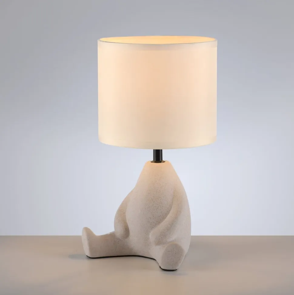 JUST LIGHT. Ted bordlampe, keramik, siddende, sandbeige