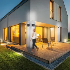 JUST LIGHT. Udendørs væglampe med sensor Amin, genopladeligt batteri sort