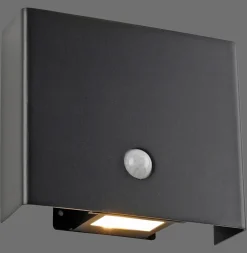 JUST LIGHT. Udendørs væglampe med sensor Amin, genopladeligt batteri sort