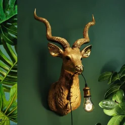 KARE Animal Goat væglampe med stik, guld