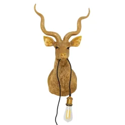 KARE Animal Goat væglampe med stik, guld