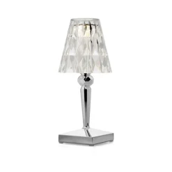 Kartell LED-bordlampe Batteri, 26 cm, kromfarvet, IP54