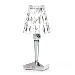 Kartell LED-bordlampe Batteri, 26 cm, kromfarvet, IP54