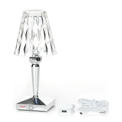 Kartell LED-bordlampe Batteri, 26 cm, kromfarvet, IP54