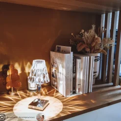 Kartell LED-bordlampe Batteri, 26 cm, kromfarvet, IP54