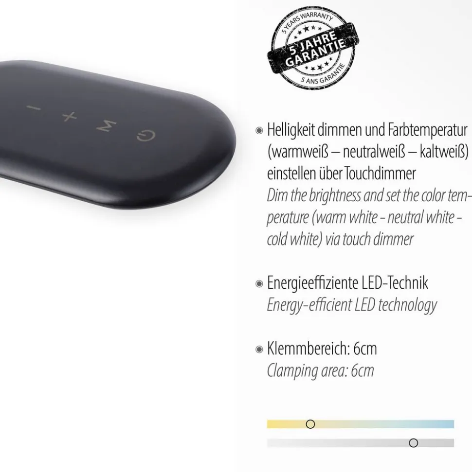 Kelly LED-klemmelampe, CCT, kan dæmpes