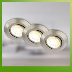 Klira indbygningslampe, nikkel, drejelig, dæmpbar, 3 stk