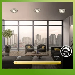 Klira indbygningslampe, nikkel, drejelig, dæmpbar, 3 stk