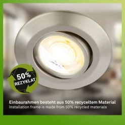 Klira indbygningslampe, nikkel, drejelig, dæmpbar, 3 stk