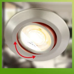 Klira indbygningslampe, nikkel, drejelig, dæmpbar, 3 stk