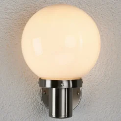 Kugleformet udendørs væglampe Samuel, stål