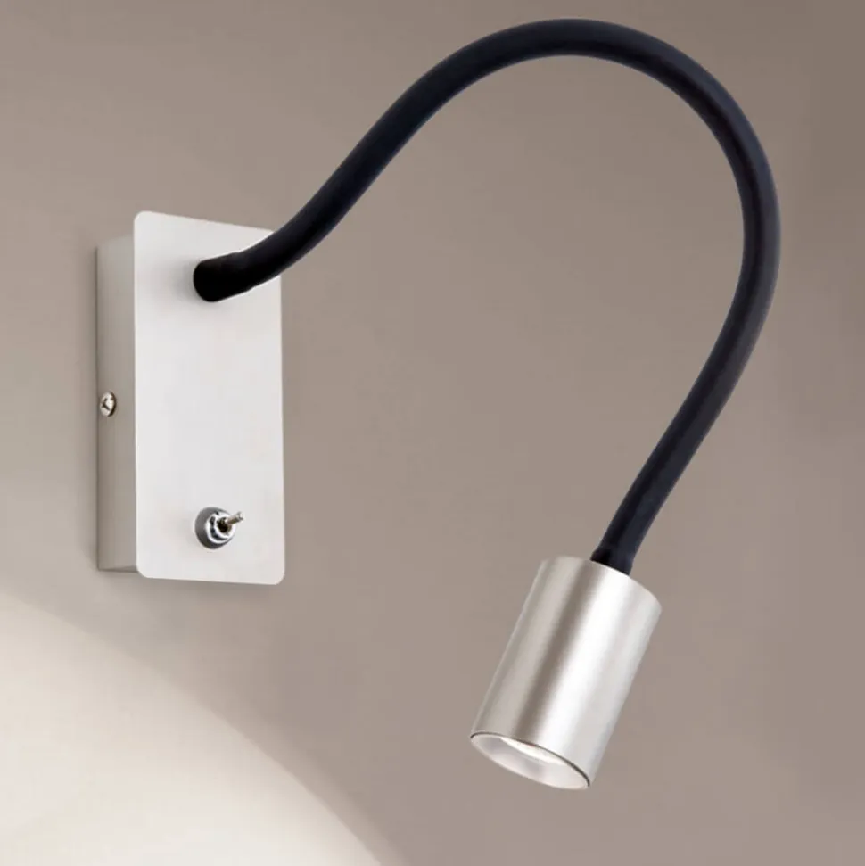 Kurt LED-væglampe, mat nikkel med fleksibel arm