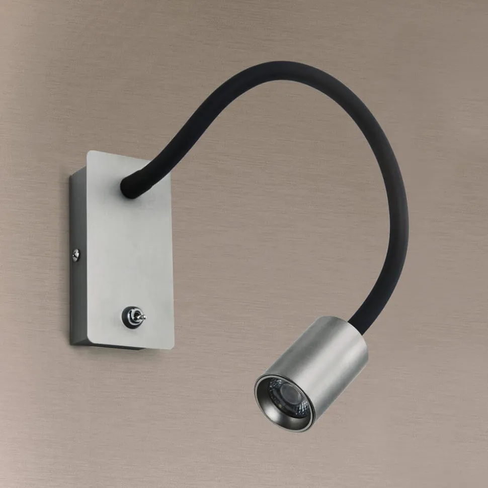 Kurt LED-væglampe, mat nikkel med fleksibel arm