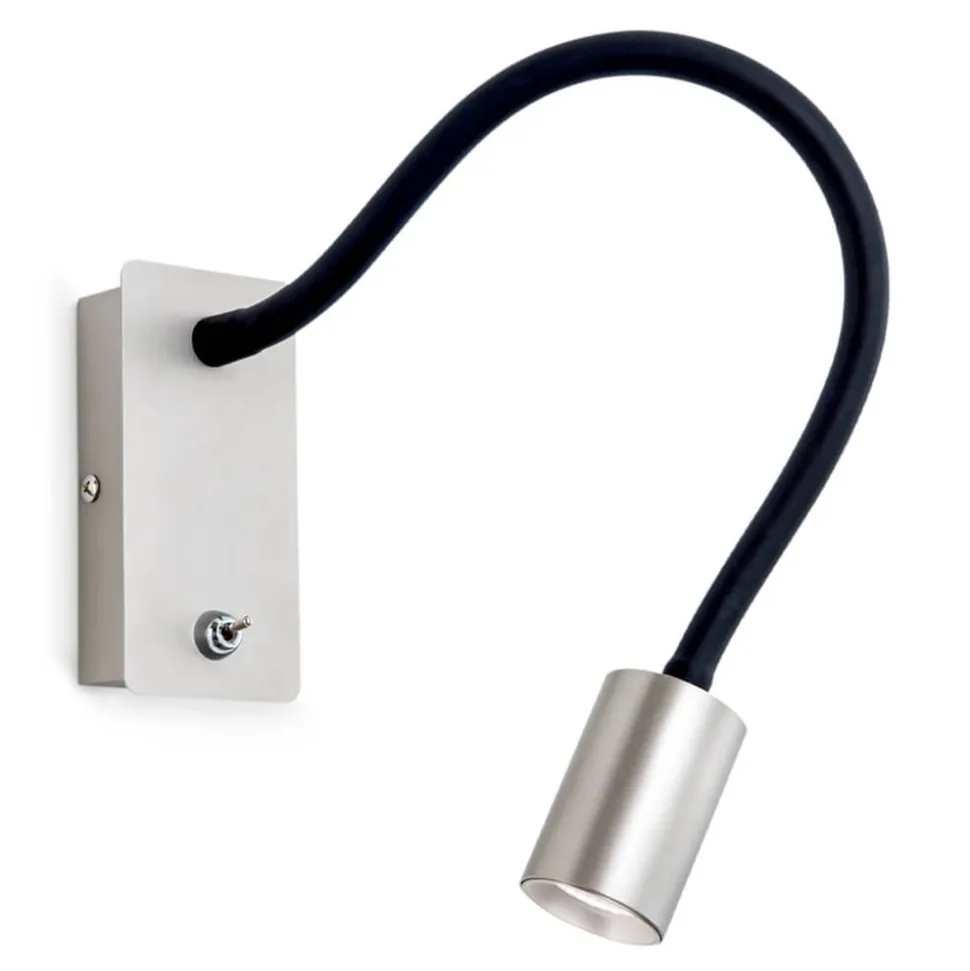 Kurt LED-væglampe, mat nikkel med fleksibel arm