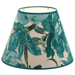 Lampeskærm Sofia Højde 21 cm, blomstermønster turkis