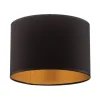 Lampeskærm Soho, sort/guld, tekstil, Ø 18 cm