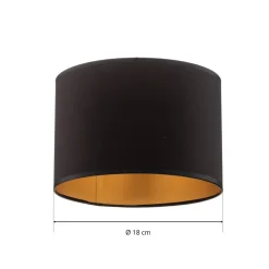 Lampeskærm Soho, sort/guld, tekstil, Ø 18 cm