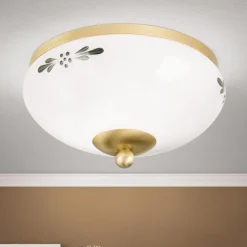 Landhaus loftlampe, messing, opal grøn, Ø 21 cm