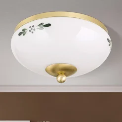 Landhaus loftlampe, messing, opal grøn, Ø 21 cm