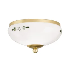 Landhaus loftlampe, messing, opal grøn, Ø 21 cm