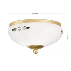 Landhaus loftlampe, messing, opal grøn, Ø 21 cm