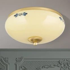 Landhaus loftlampe, messing creme blå, Ø 28 cm