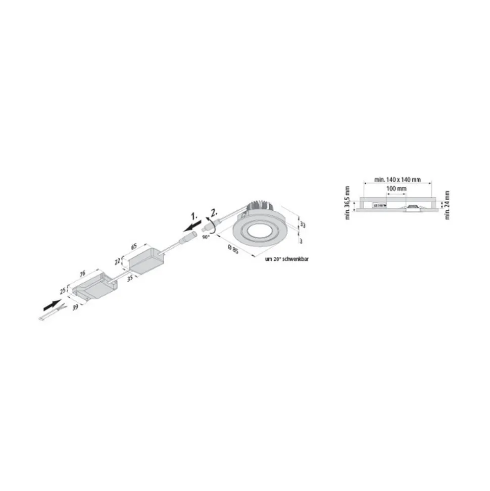 LED indbygningsspot Eco SR 68 krom mat 4.000 K Ø 8,5 cm aluminium