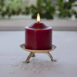 LED lysflamme, højde 9,5 cm rød ægte voks batteridrevet