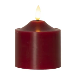 LED lysflamme, højde 9,5 cm rød ægte voks batteridrevet