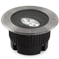 LED nedgravningslampe Gea, Ø 18 cm, 3000K, stål