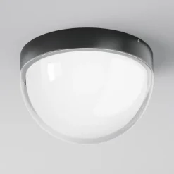 LED udendørs loftlampe Mon, grafit, Ø 18 cm, IP65, 3.000K
