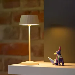 LED-bordlampe Facetta, beige, 22 cm, metal, CCT IP44