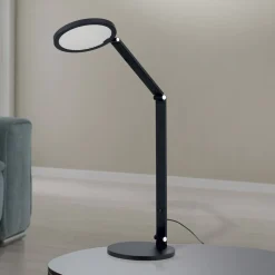 LED-bordlampe Fati, sort, højde 60 cm, aluminium, dæmper