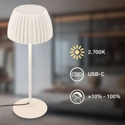 LED-bordlampe Loca, antik hvid, højde 36 cm, metal/plast