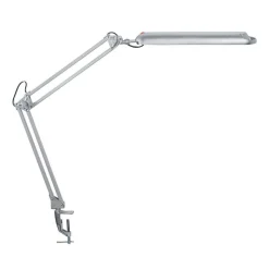 LED-bordlampe MAULatlantic, sølv, højde 38 cm, klemmefod